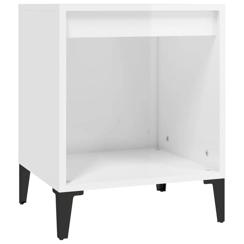 Table de chevet avec compartiment ouvert 40 x 35 x 50 cm bois d'ingénierie blanc brilliant DEC033464