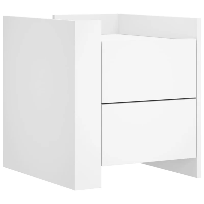 Table de chevet avec deux tiroirs 45 x 50 x 50 cm bois d’ingénierie blanc DEC033410