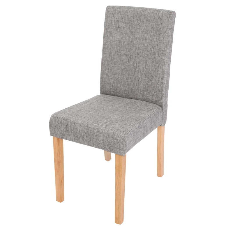 Chaise de salle à manger cuisine en tissu gris clair pieds en bois clair design moderne 04_0002354