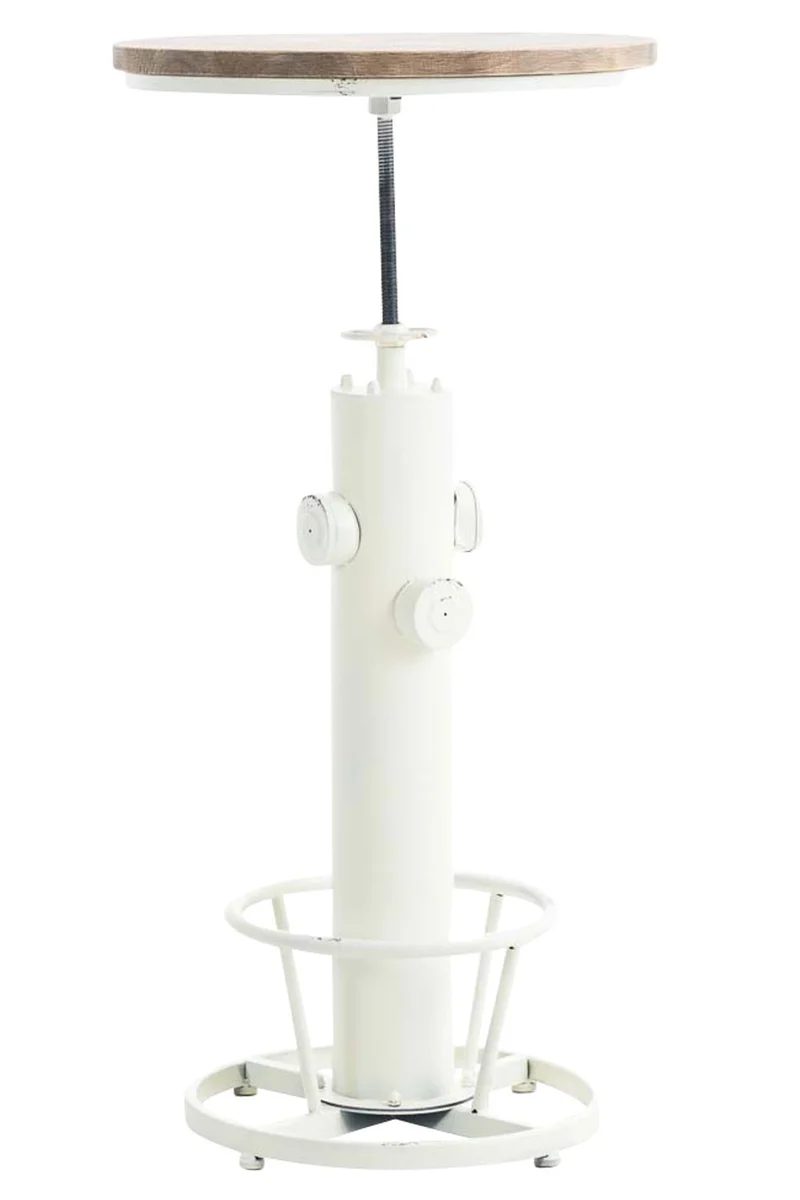 Table haute table de bar style industriel hauteur réglable 100-123 cm repose-pieds blanc TAB10022
