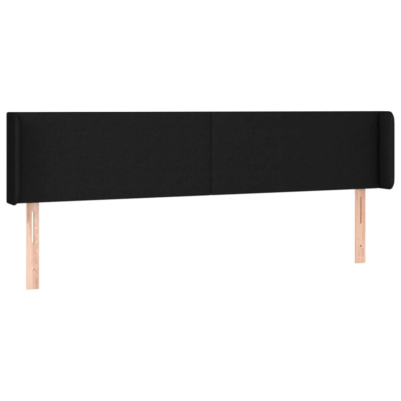 Tête de lit accessoire couchage chambre à coucher meuble avec rebord latéral 163 x 16 x 78/88 cm tissu noir TDL0204535