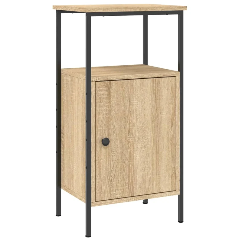 Table de chevet avec compartiment de rangement avec porte 41 x 31 x 80 cm bois d'ingénierie et fer DEC033874