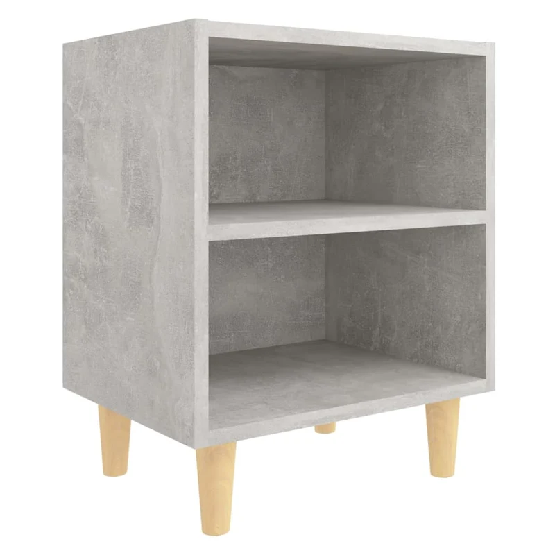 Table de chevet avec compartiments ouverts avec pieds en bois 40 x 30 x 50 cm bois d'ingénierie gris DEC033212
