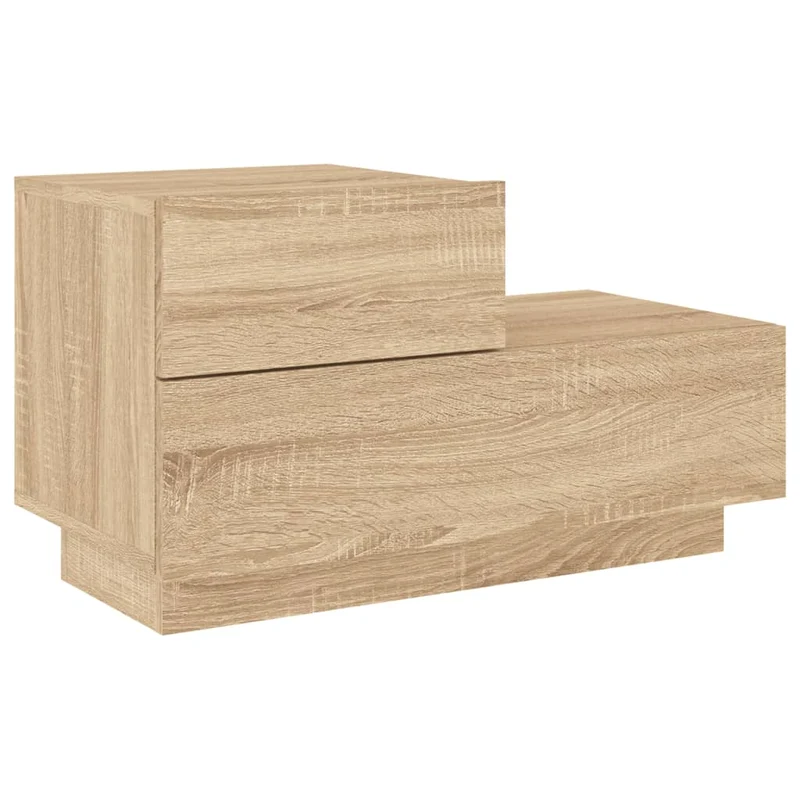 Table de chevet avec lumières LED et tiroirs 70 x 36 x 40,5 cm bois d'ingénierie couleur chêne DEC033188