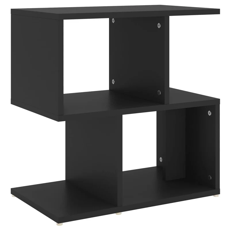 Table de chevet petit meuble d'appoint avec étagères 50 x 30 x 51,5 cm bois d'ingénierie noir DEC034495