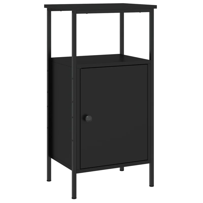 Table de chevet avec compartiment avec porte et étagère 41 x 31 x 80 cm bois d’ingénierie noir DEC034483