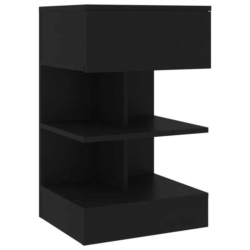 Table de chevet avec étagères 40 x 35 x 65 cm bois d’ingénierie noir DEC034449