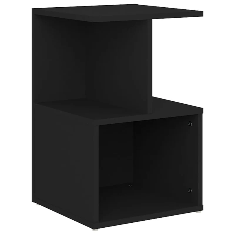Table de chevet avec compartiment de rangement et étagère 35 x 35 x 55 cm bois ingénierie noir DEC034363