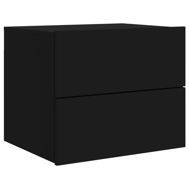 Table de chevet murale avec lumières LED et deux tiroirs 50 x 39 x 41 cm bois d'ingénierie noir DEC034202