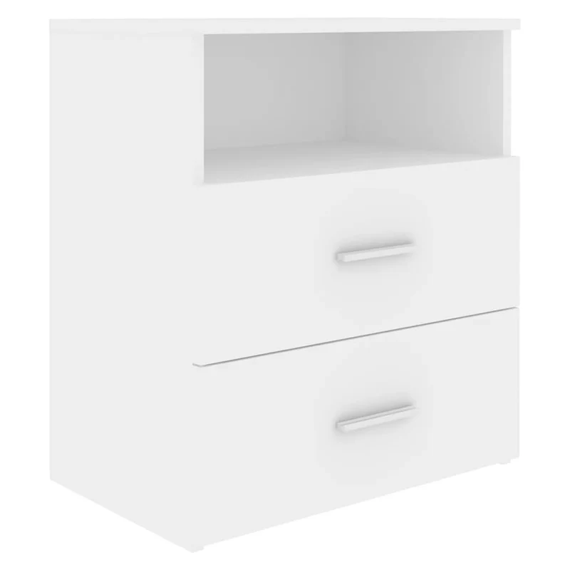Table de chevet petit meuble d'appoint avec tiroirs 50 x 32 x 60 cm bois d'ingénierie blanc DEC033414