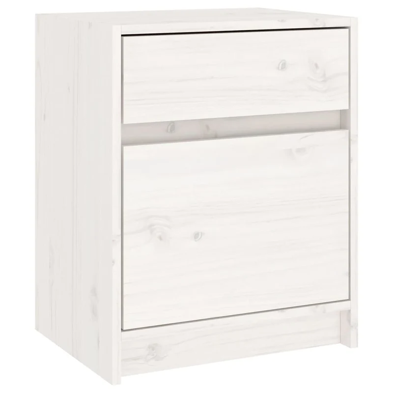 Table de chevet avec tiroir et espace de rangement 40 x 31 x 50 cm bois de pin massif blanc DEC033345