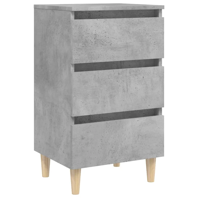 Table de chevet 3 tiroirs avec pieds en bois 40 x 35 x 69cm bois d'ingénierie gris DEC033222