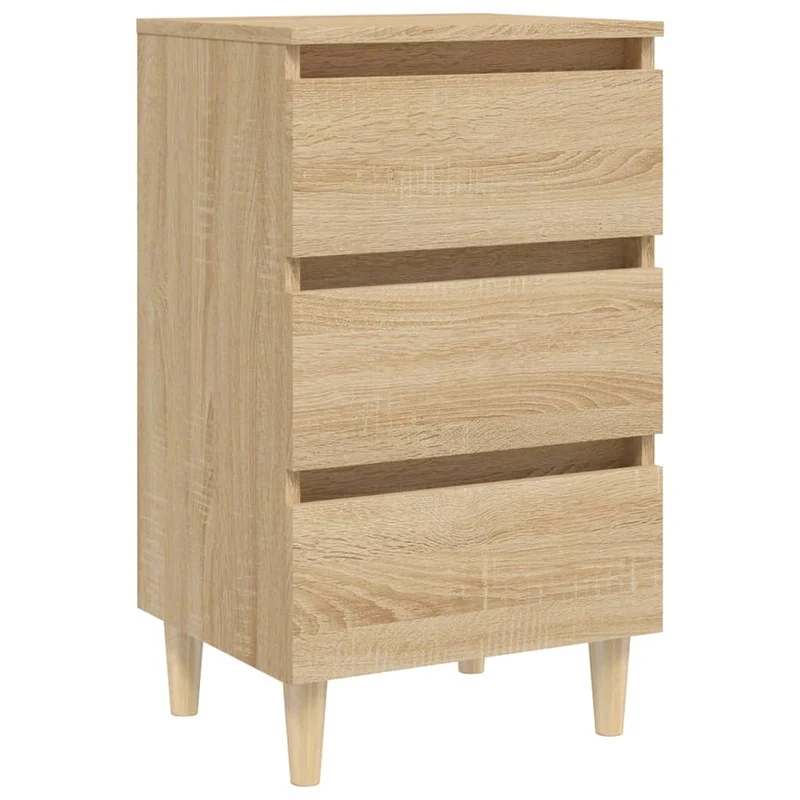 Table de chevet 3 tiroirs avec pieds en bois 40 x 35 x 69 cm bois d'ingénierie couleur chêne DEC033209