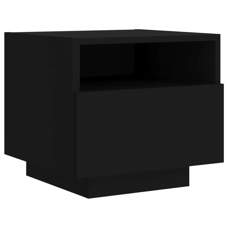 Table de chevet avec lumières LED avec tiroir 40 x 39 x 37 cm bois d'ingénierie noir DEC033195