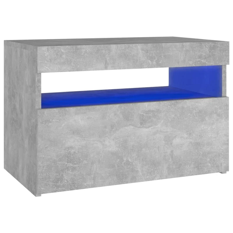 Table de chevet avec lumières LED et compartiment de rangement 60 x 35 x 40 cm bois d'ingénierie gris DEC033192