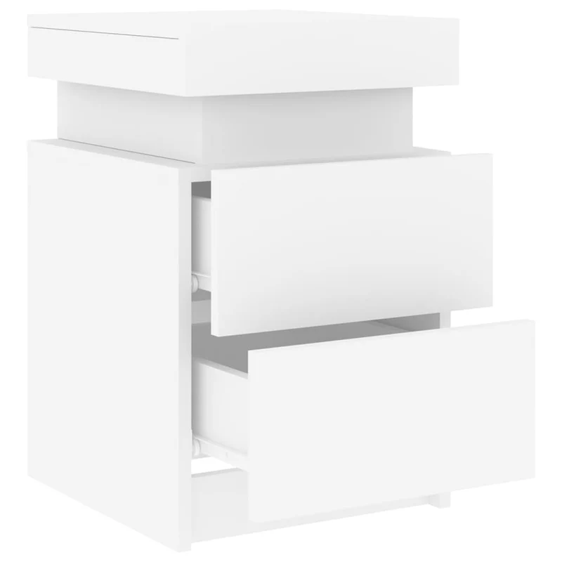 Table de chevet avec lumières LED et 2 tiroirs 35 x 39 x 55 cm bois d'ingénierie blanc DEC033168