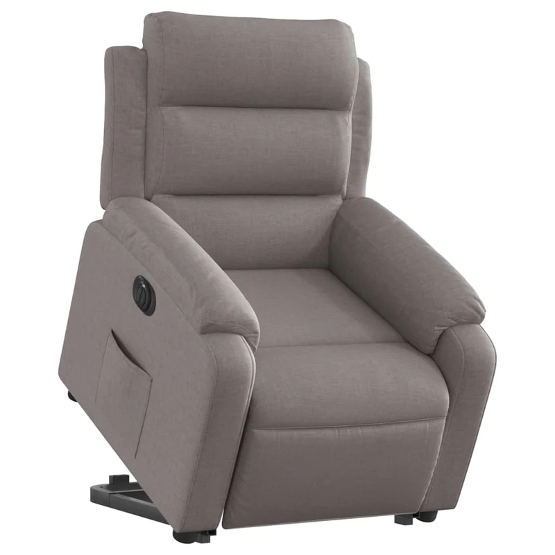 Fauteuil relax TV fonction de levage électrique très confortable en tissu taupe DEC028582