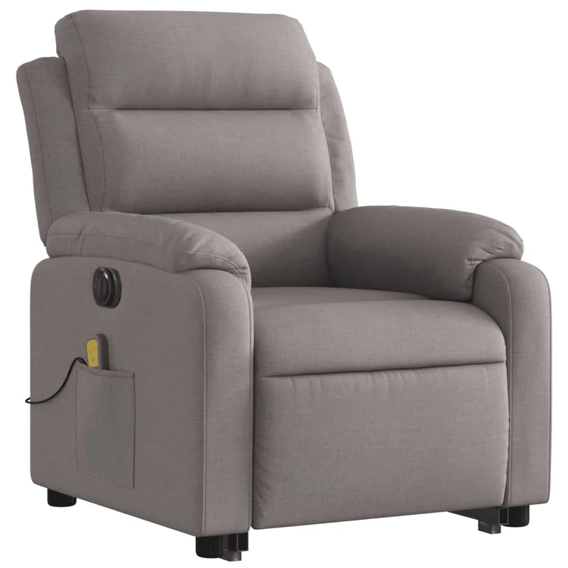 Fauteuil de relaxation fonction massage et inclinable en tissu taupe DEC027868