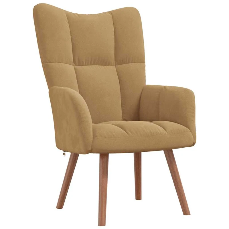Fauteuil lounge chaise de canapé design modene en velours marron clair DEC026726