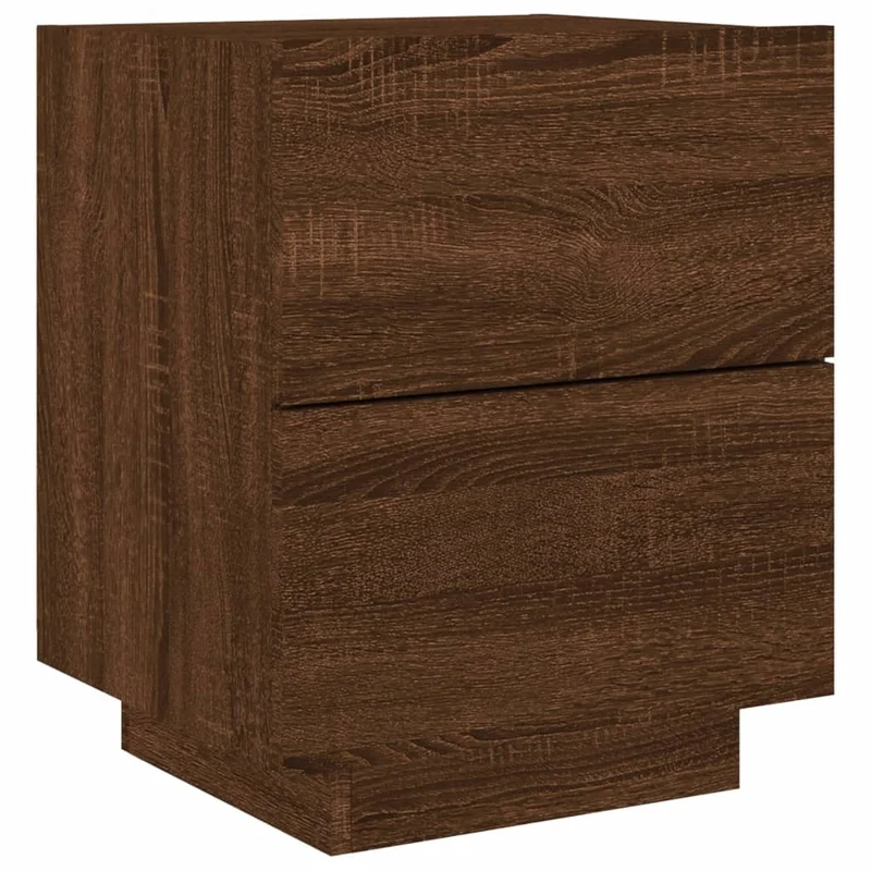 Table de chevet avec tiroirs et LED 45 x 40 x 55 cm en bois ingénierie marron DEC032794