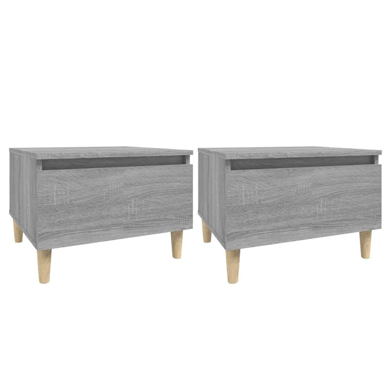 Lot de 2 tables de chevets avec tiroir 50 x 46 x 35 cm en bois ingénierie gris DEC032649