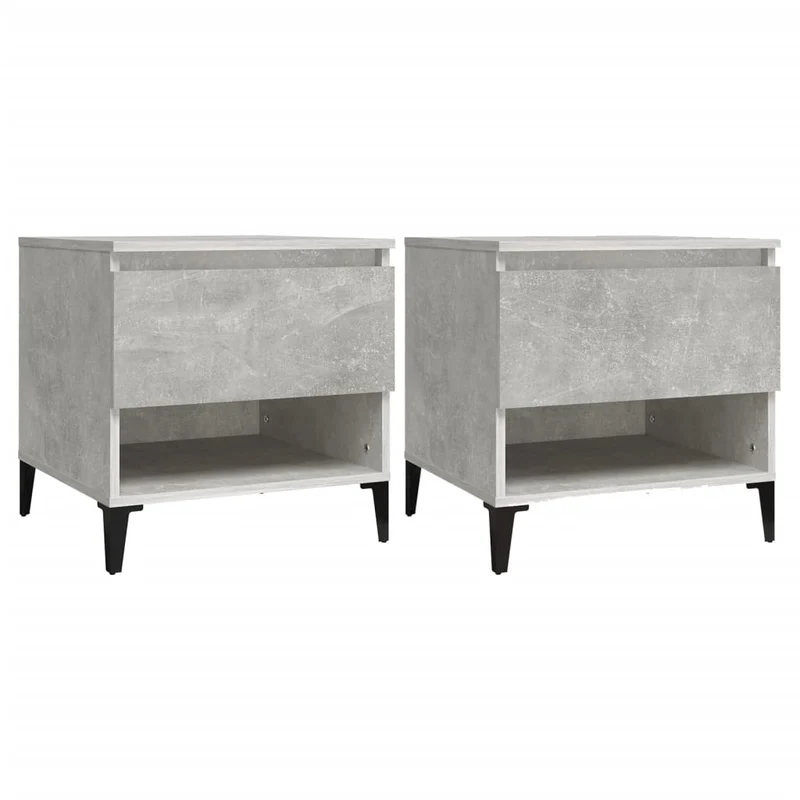Lot de 2 tables d'appoint chevet avec tiroir 50 x 46 x 50 cm bois d'ingénierie gris DEC032638