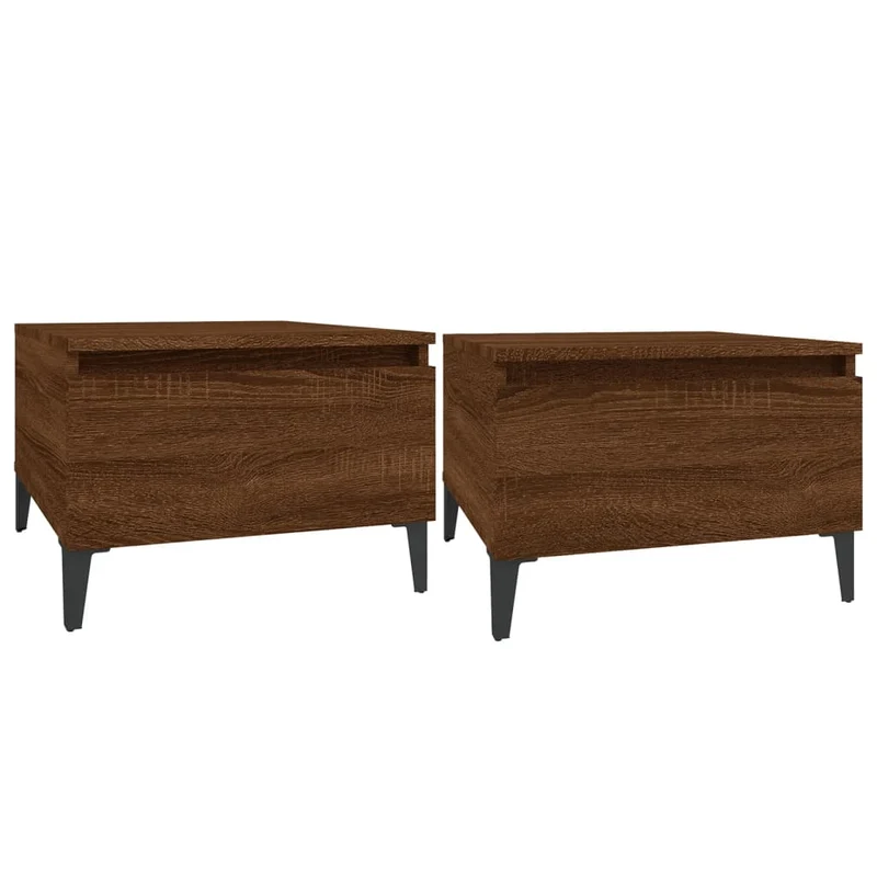 Lot de 2 tables d'appoint 50 x 46 x 35 cm en bois ingénierie marron DEC032625