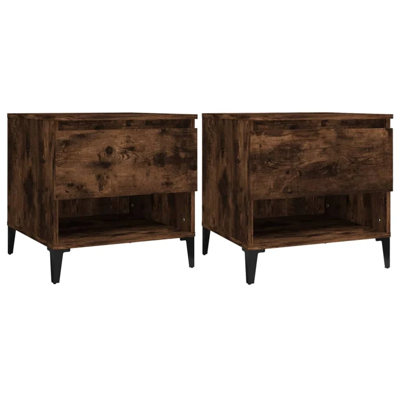 Lot de 2 tables de chevets avec tiroir 50 x 46 x 50 cm en bois ingénierie marron DEC032622