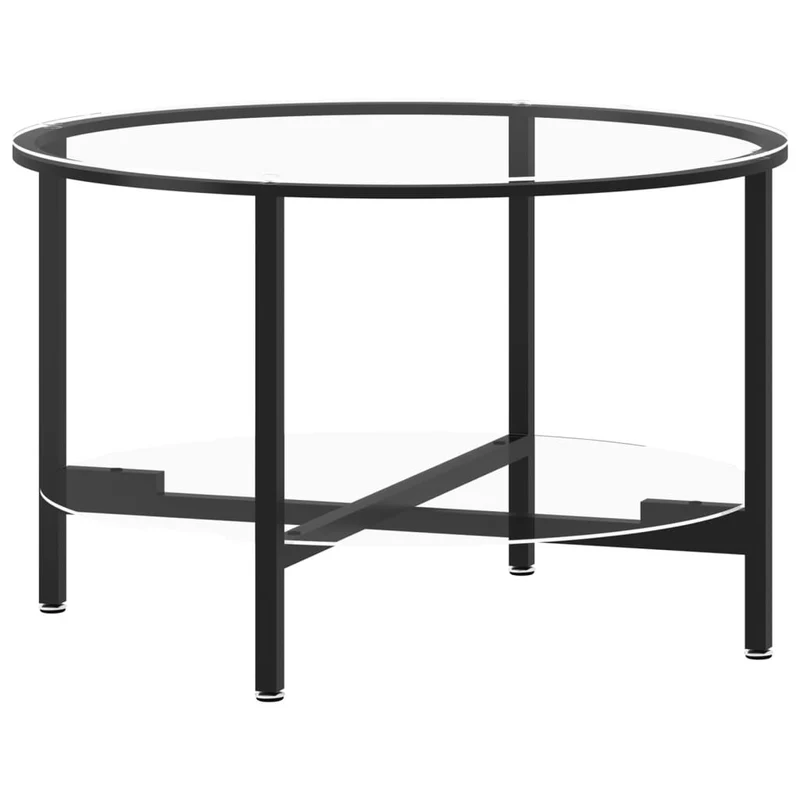 Table basse table d'appoint 70 cm verre trempé noir et fer DEC032586