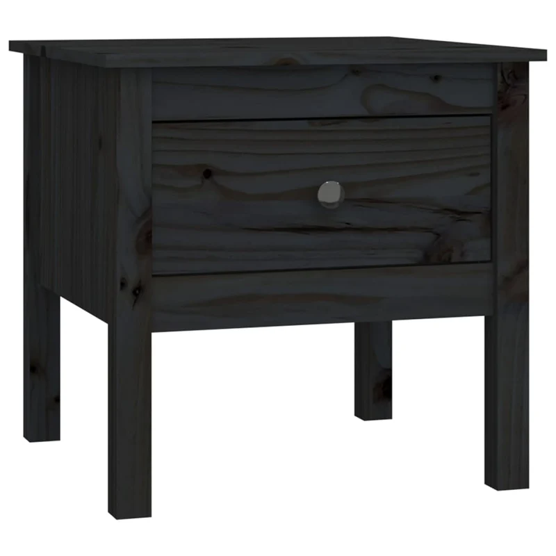 Table d'appoint chevet avec tiroir 50 x 50 x 49 cm en bois de pin noir DEC032499