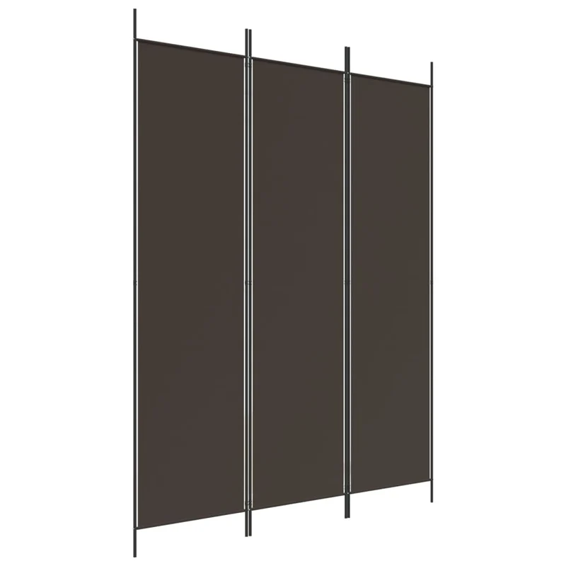 Paravent séparateur de pièce cloison 3 panneaux 150 x 200 cm tissu marron et acier DEC030776