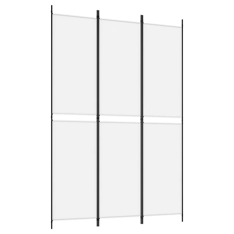 Paravent séparateur de pièce cloison 3 panneaux 150 x 220 cm tissu blanc et fer DEC030743