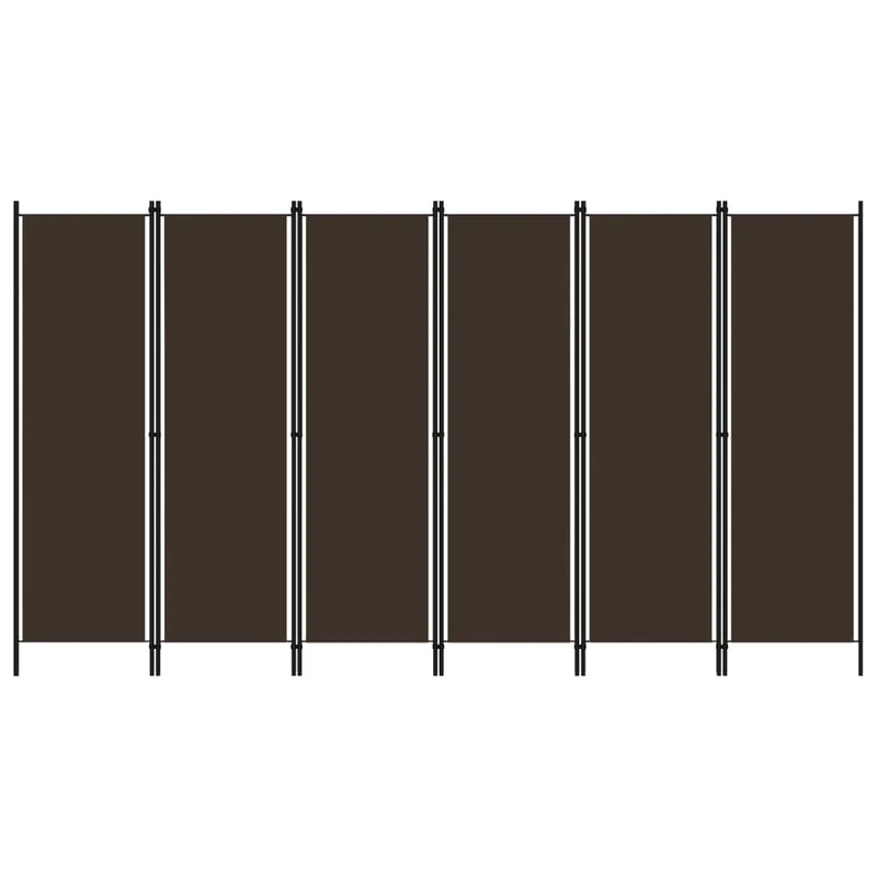Séparateur de pièce cloison 6 panneaux 300 x 180 cm tissu marron et fer DEC031084