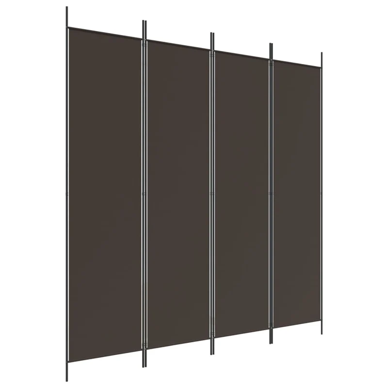 Paravent séparateur de pièce cloison 4 panneaux 200 x 200 cm tissu marron et fer DEC030874