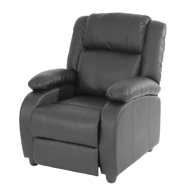 Fauteuil inclinable relax TV avec repose-pieds et accoudoirs en synthétique noir 04_0002017
