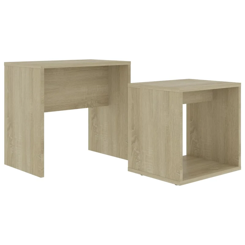 Ensemble de deux table basse table d'appoint 48 x 30 x 45cm bois ingénierie couleur chêne DEC031248