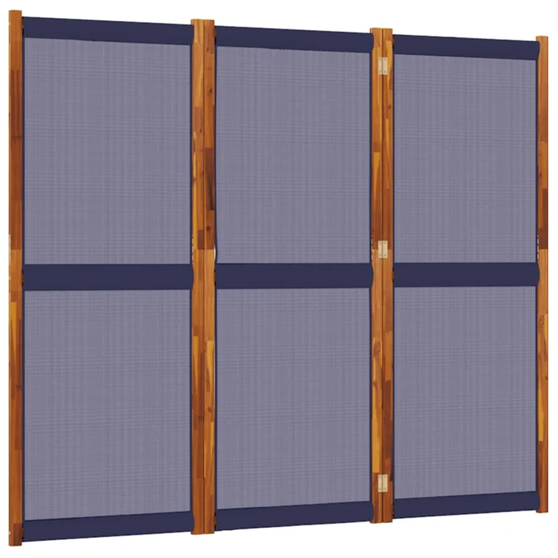 Paravent séparateur de pièce cloison 3 panneaux 210 x 180 cm textilène bleu et bois DEC030761