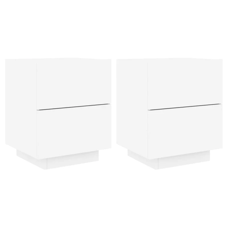 Lot de 2 tables de chevet 45 x 40 x 55 cm en bois d'ingénierie blanc DEC032868