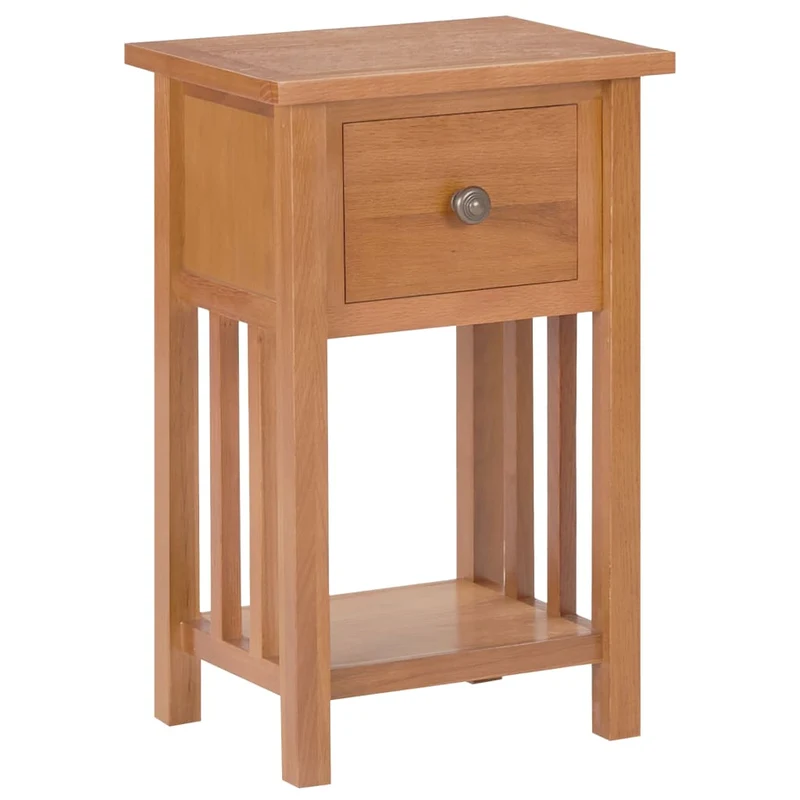 Table d'appoint avec tiroir et étagère 35 x 27 x 55 cm en bois de chêne DEC032580