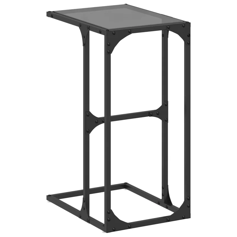 Table d'appoint bout de canapé 40 x 30 x 61,5 cm verre et acier noir DEC032342