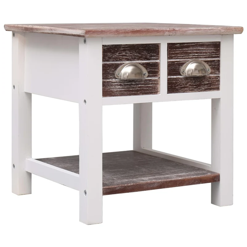 Table d'appoint chevet avec tiroir 40 x 40 x 40 cm bois de paulownia marron DEC032464