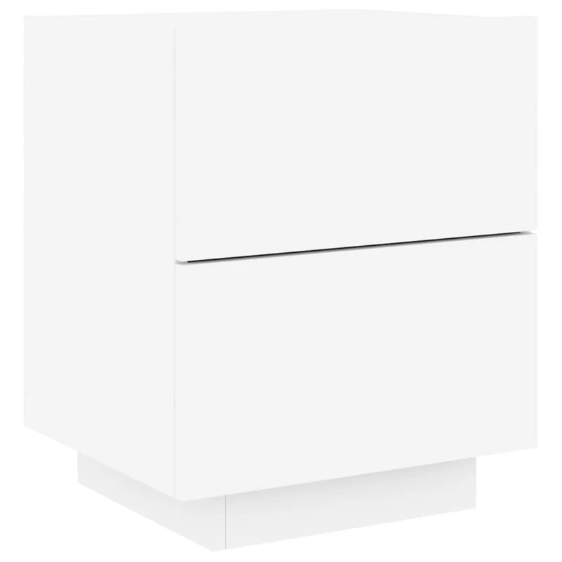 Table de chevet avec tiroirs et LED 45 x 40 x 55 cm en bois d'ingénierie blanc DEC032768