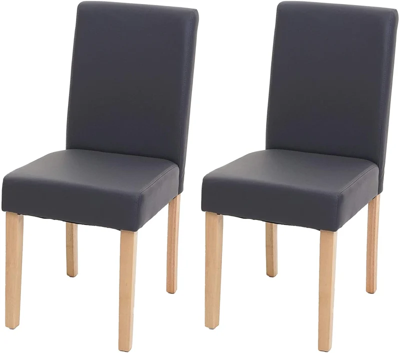 Lot de 2 chaises de salle à manger synthétique gris mat pieds clairs CDS04458