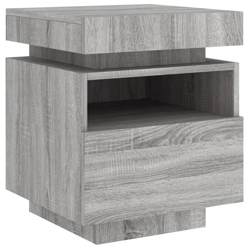 Table de chevet avec tiroir et LED 40 x 39 x 48,5 cm en bois d'ingénierie gris DEC032787