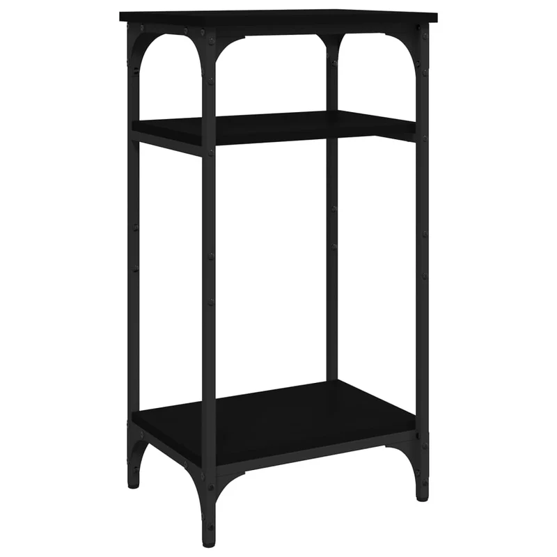 Table d'appoint table de chevet avec étagères 40 x 30 x 75 cm bois d'ingénierie noir et acier DEC032480