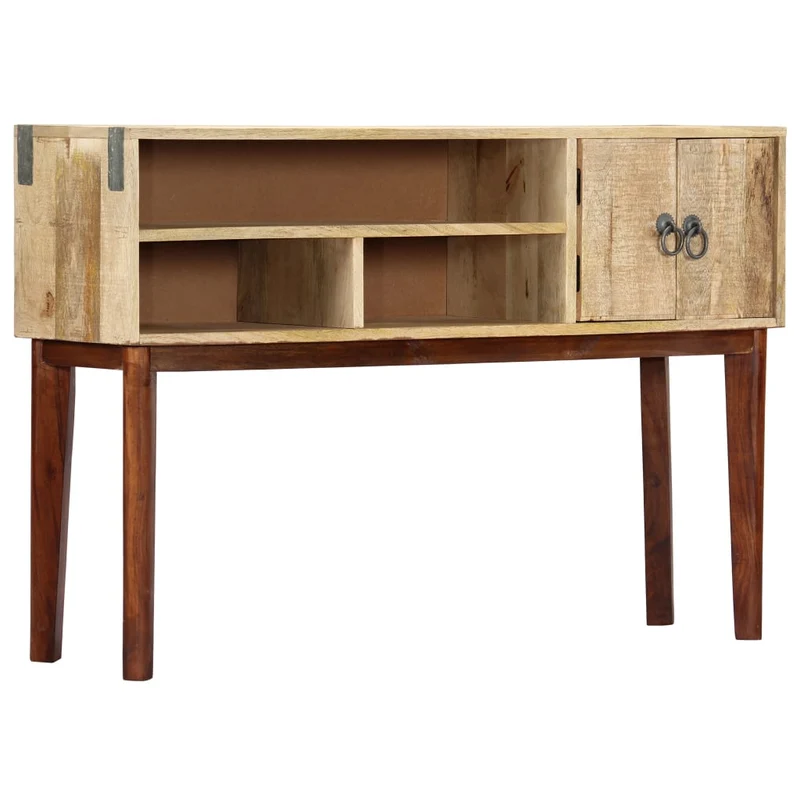 Table d'appoint console d'entrée meuble de salon avec compartiments de rangement 115 x 30 x 76 cm bois de manguier DEC031537