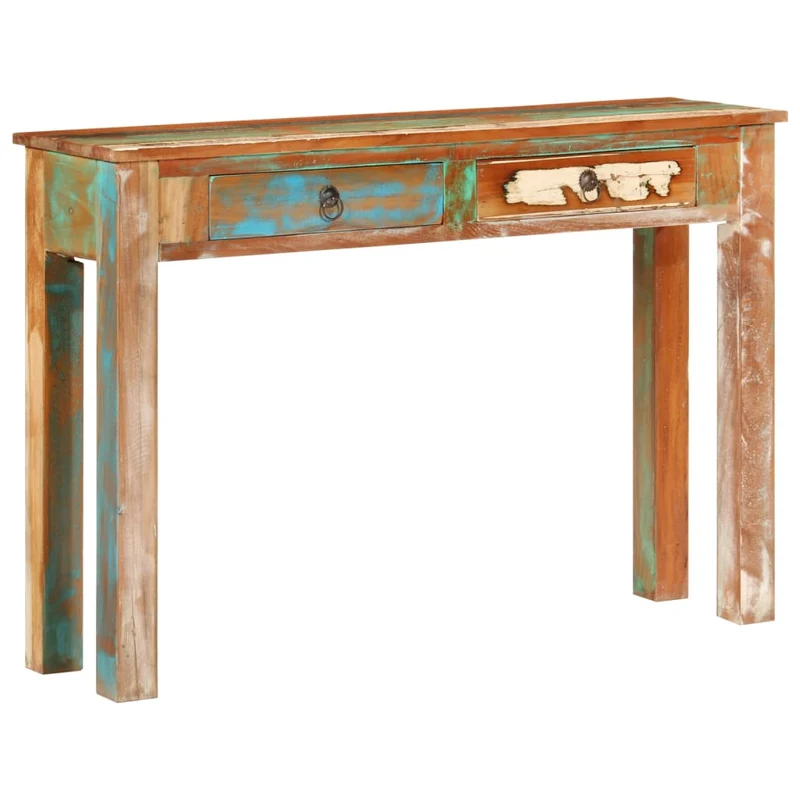 Table console d'entrée fonctionnel et stylé avec tiroirs 110 x 30 x 75 cm bois massif de récupération DEC031511