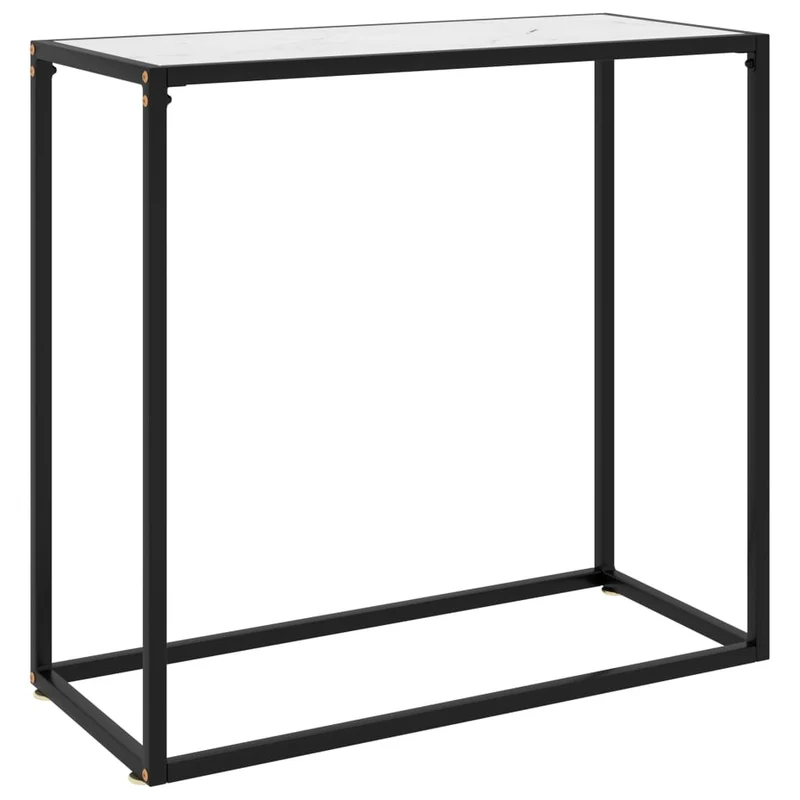 Meuble console d'entrée moderne 80 x 35 x 75 cm verre trempé aspect blanc et acier DEC031717