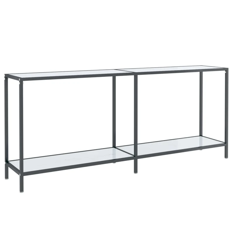 Meuble console d'entrée moderne table d'appoint 180 x 35 x 75,5 cm verre trempé aspect marbre blanc et acier DEC031704