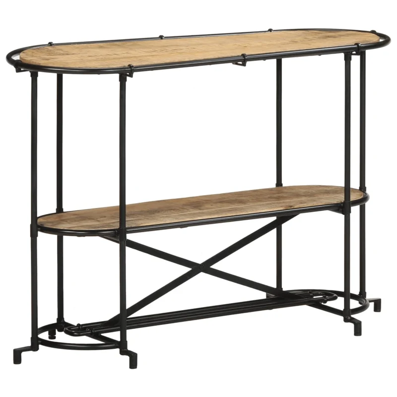 Meuble console d'entrée moderne avec étagères 110 x 42 x 76 cm bois massif de manguier et fer DEC031533
